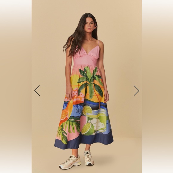 FARM Rio Dresses & Skirts - FARM Rio Pink and Yellow Tropical Maxi Dress